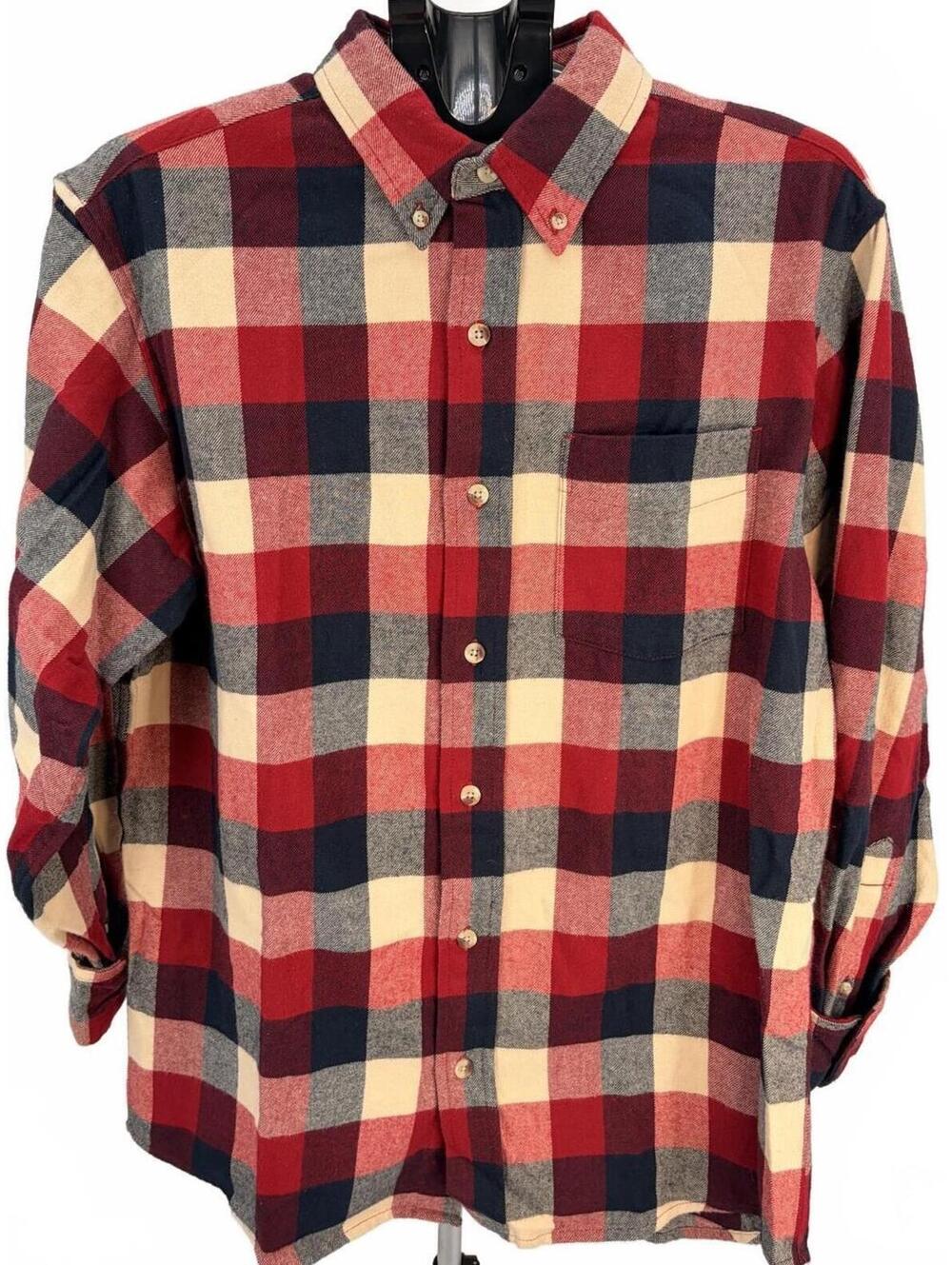 Red Head Flannel Shirt M Red Navy Classic Relaxed Workwear